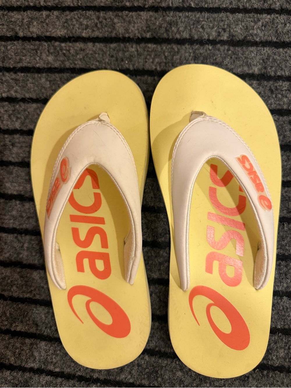 Asics Yellow Flip Flop Sandals with White Straps